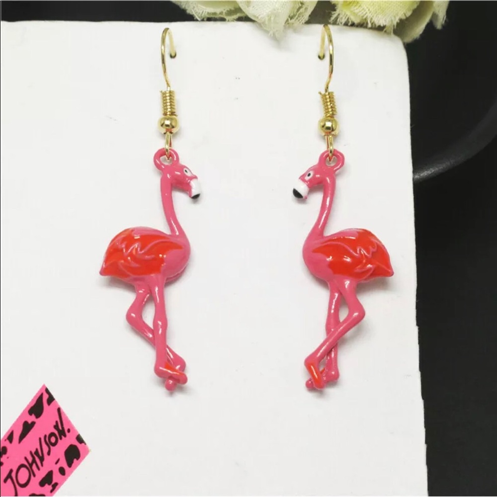 flamingo earrings new with tags